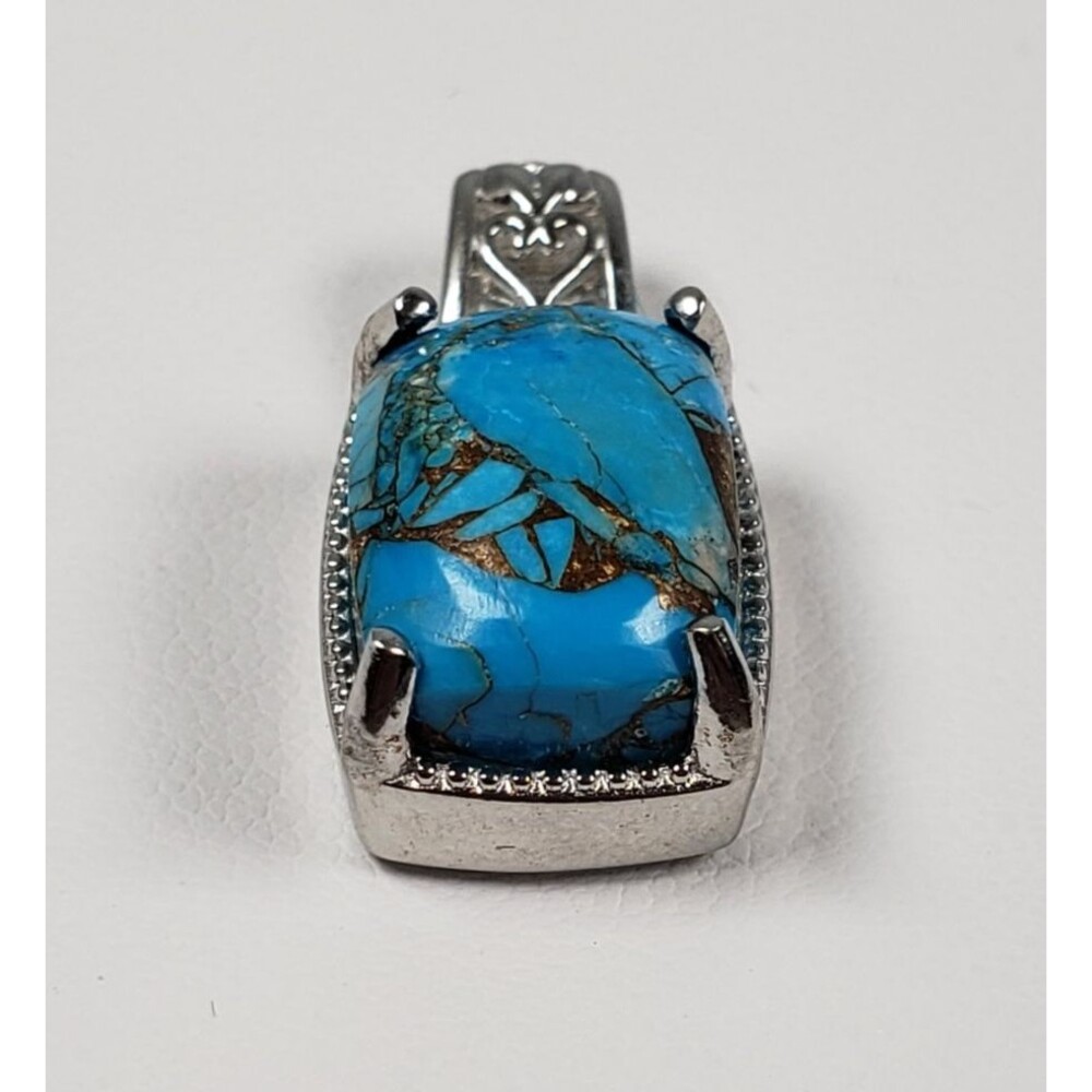 Vintage Signed CU Mojave Blue Turquoise Solitaire 6.25 ctw Pendant - Picture 4 of 15